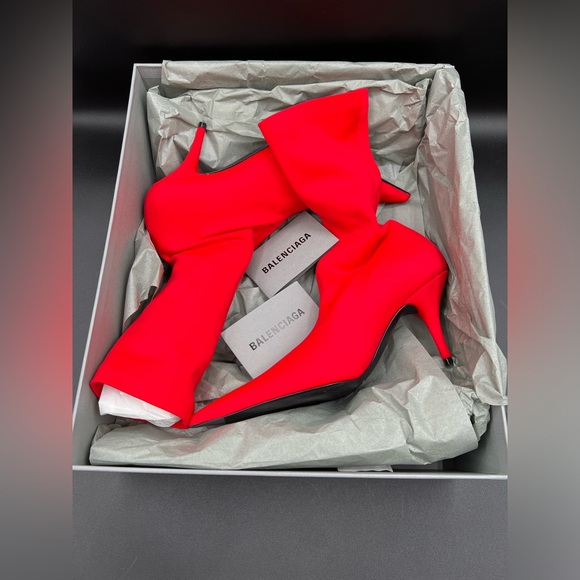 Balenciaga Knife Booties Stretch Fabric Mid -Calf Red Pull On US 6/EU 36 $1290 - Picture 10 of 16